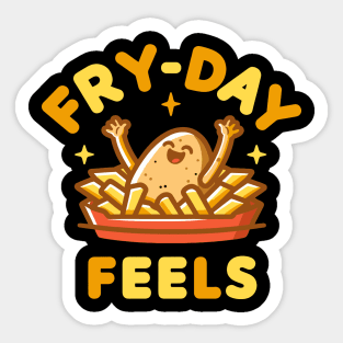 Fry Day Feels | Cute Potato enjoying Friday vibes | Funny Potato puns Sticker